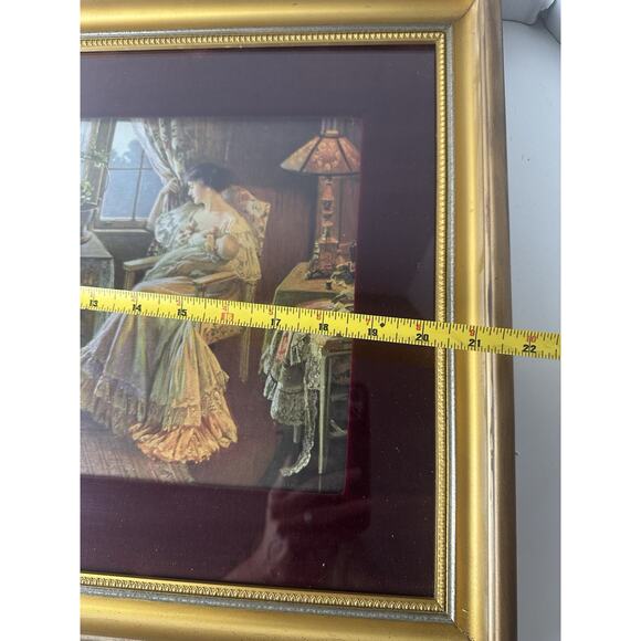 Beautiful Antique Victorian Print Showing Mother & Child on Back, Original Frame - Picture 8 of 9